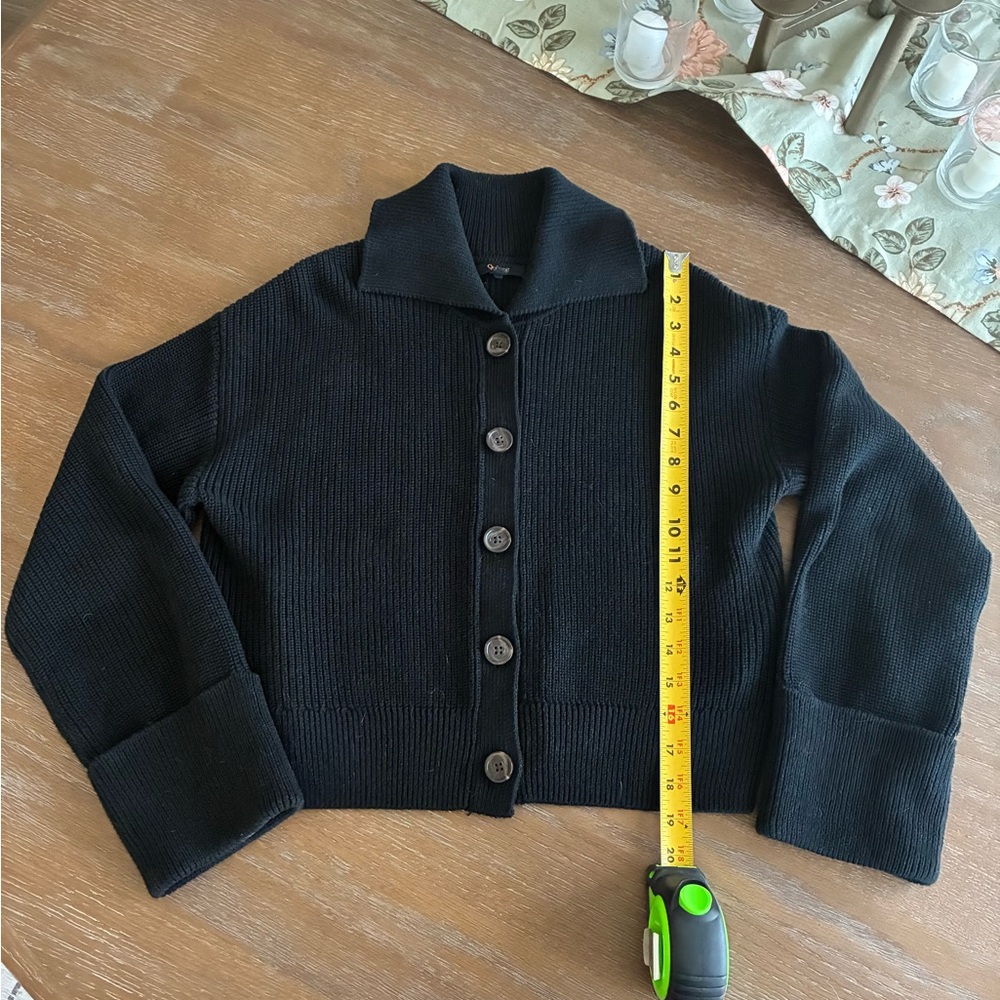 Quince Black Cropped Button Cardigan - Picture 3 of 3